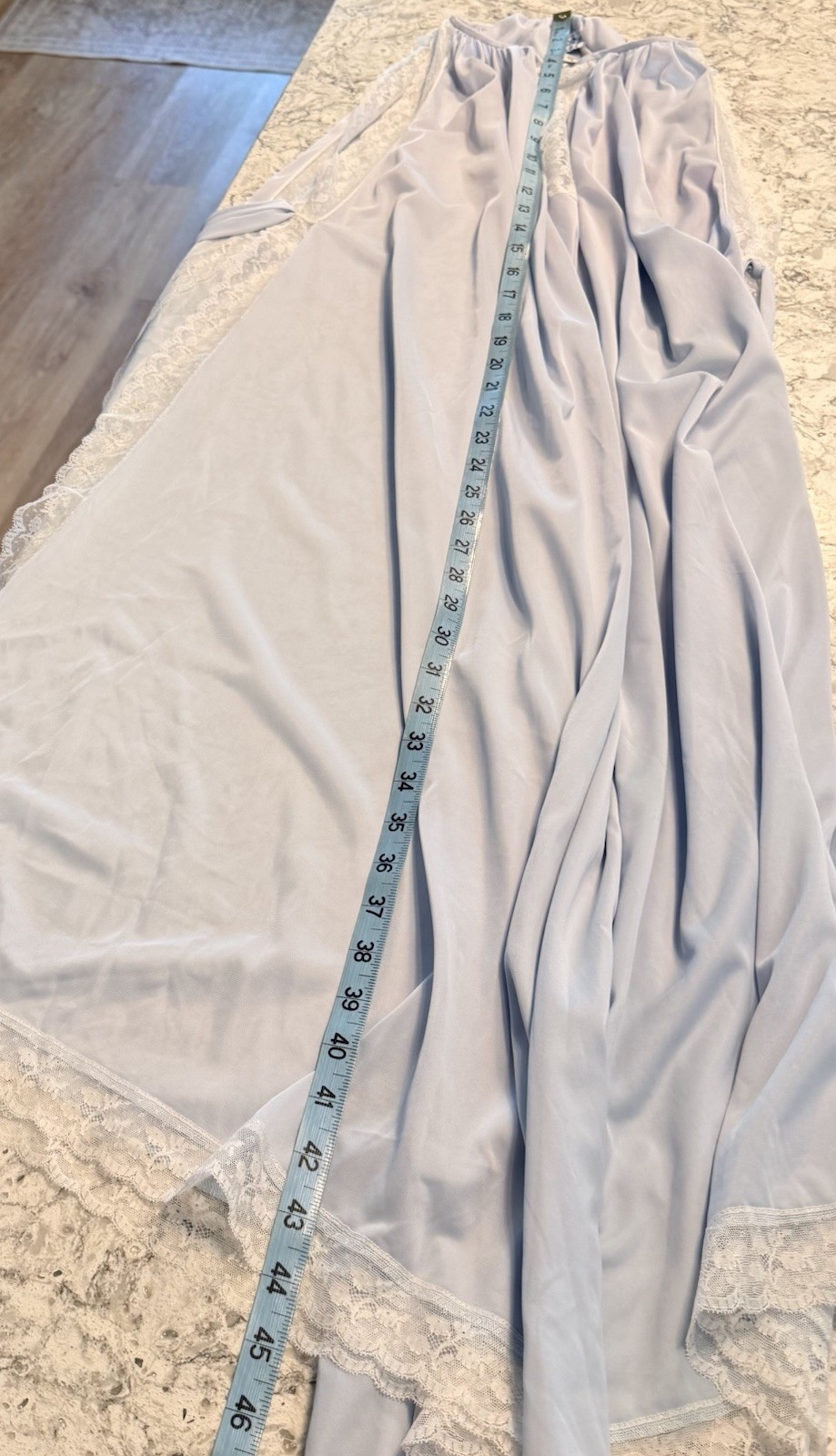 Vintage Eve Stillman Nightgown Blue Lace Nylon Open Side Gown One Size Lingerie