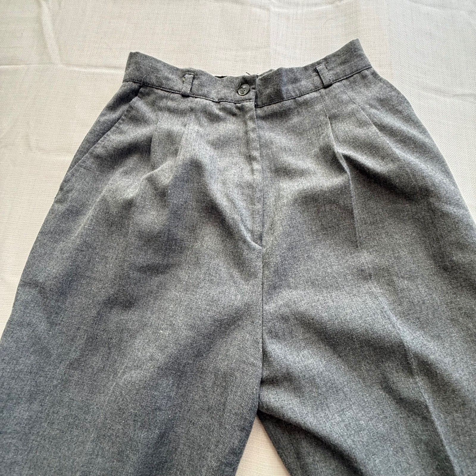 Headliners Vintage 90s Heather Grey Pleated High Waisted Trousers Size 9/10