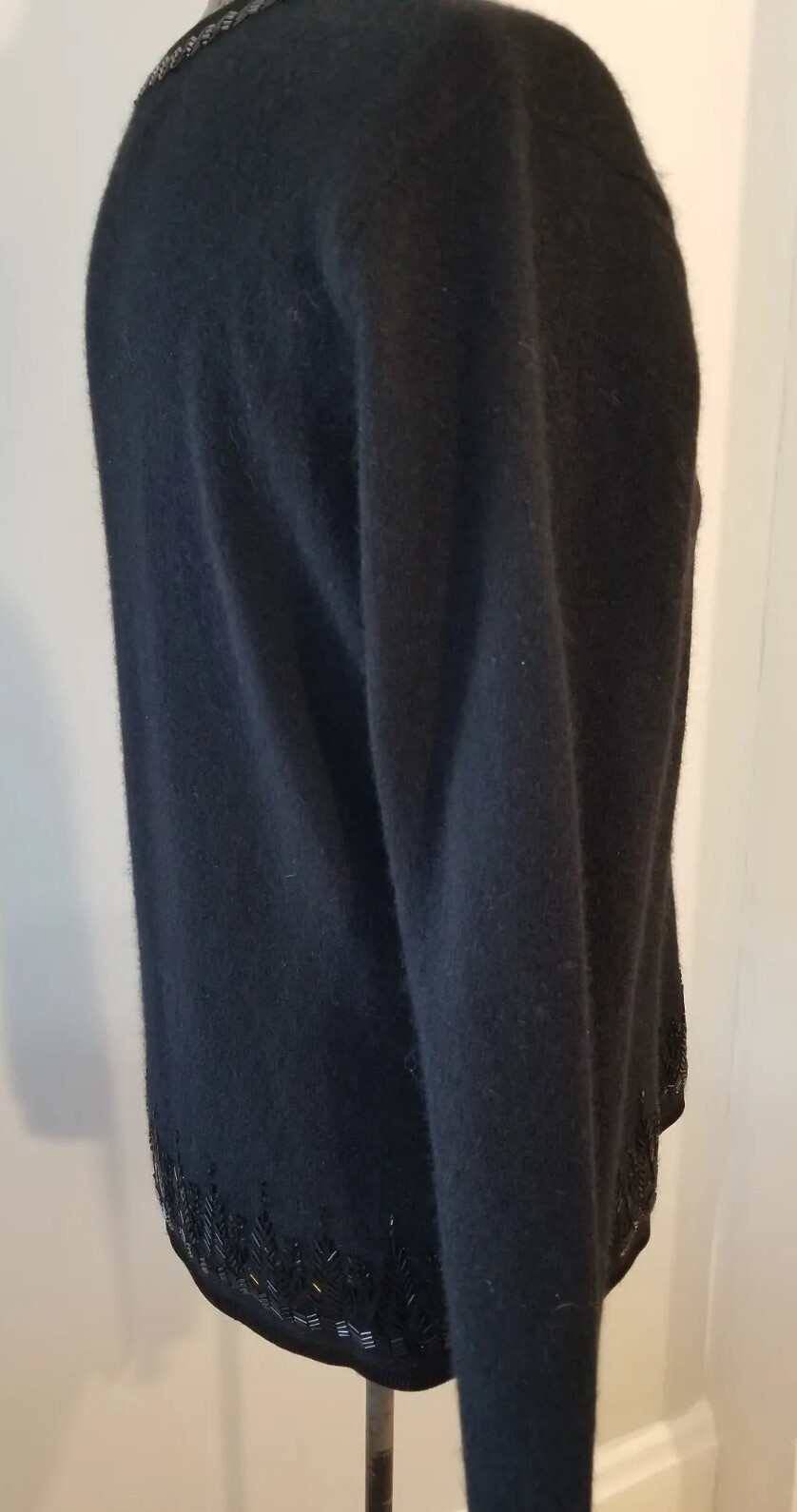 HAROLDS VINTAGE INSPIRED BLACK BEADED SWEATER ANGORA LAMBSWOOL BLEND B=37