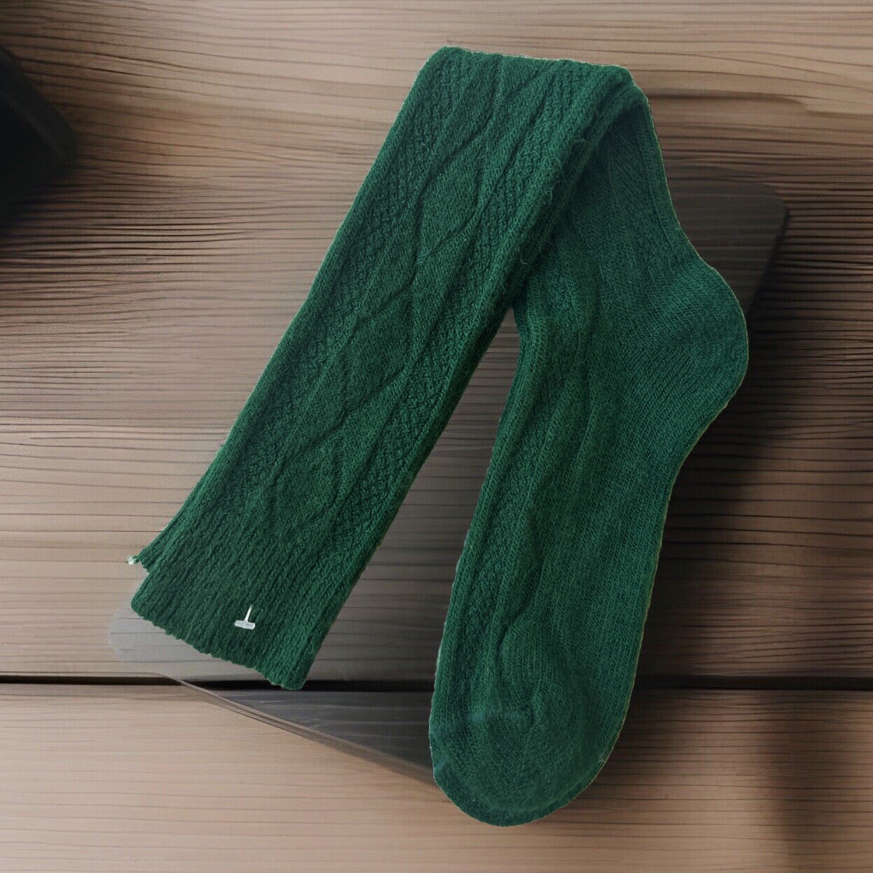 VTG Socks Hosiery 80’s Cable Knit Green NOS 8-9.5 Sock Size USA Stocking School