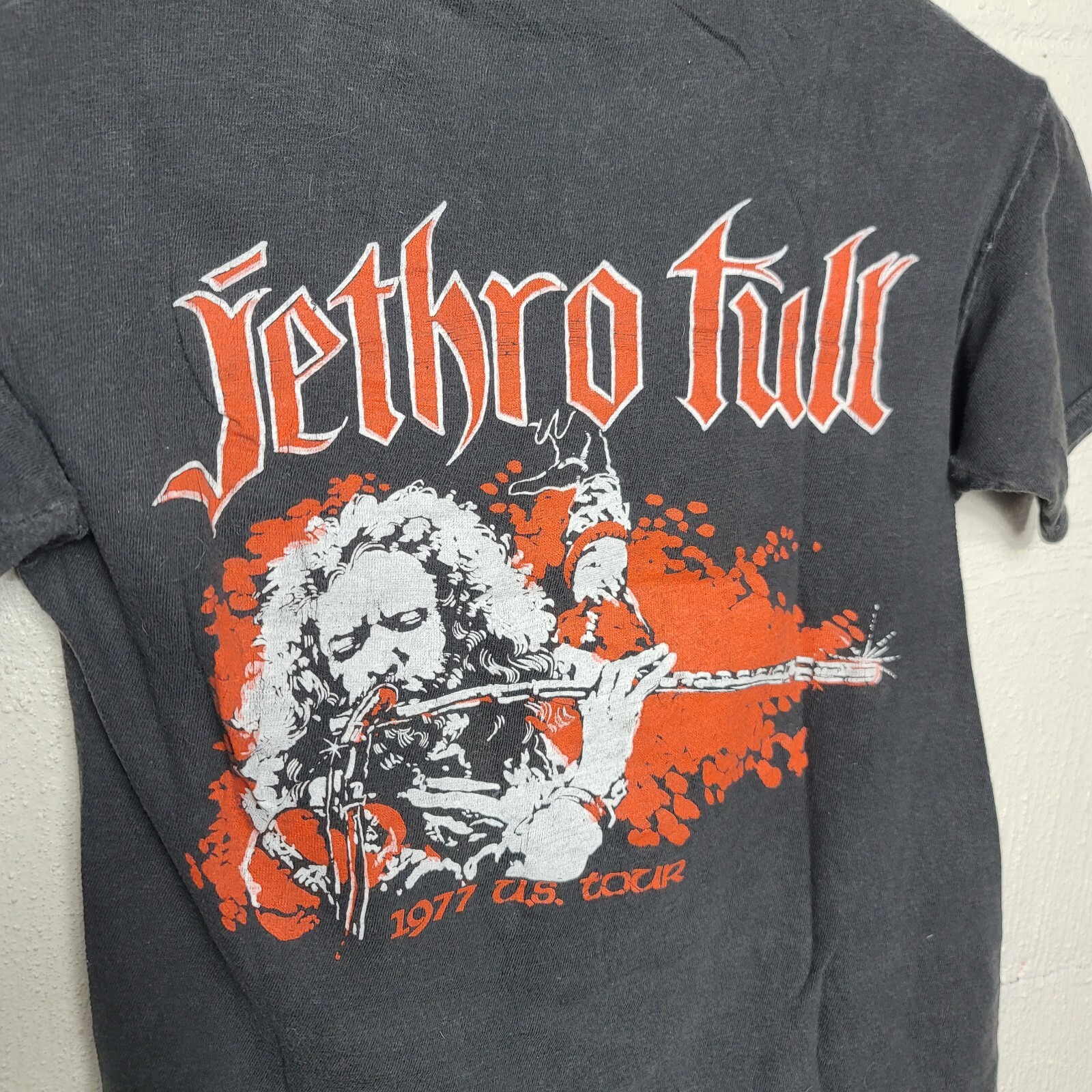 Vintage 1977 70s Jethro Tull U.S. Tour Double Sided Graphic Ringer T-Shirt Small