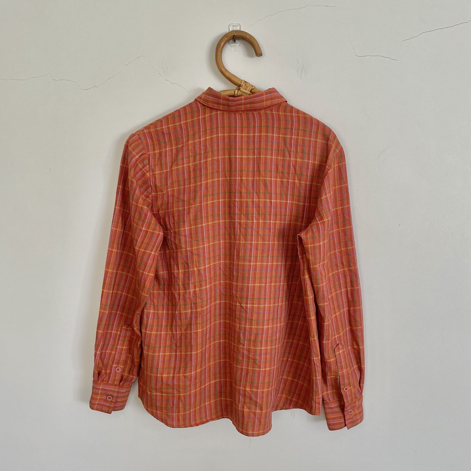 Vintage 80s 90s Road Runner Womens Brown Check Blouse Shirt Top Size Approx. L