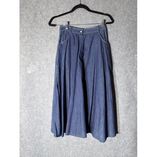 Vintage Panhandle Slim Blue Denim Western Prairie Midi Skirt Womens Size 10 S/M