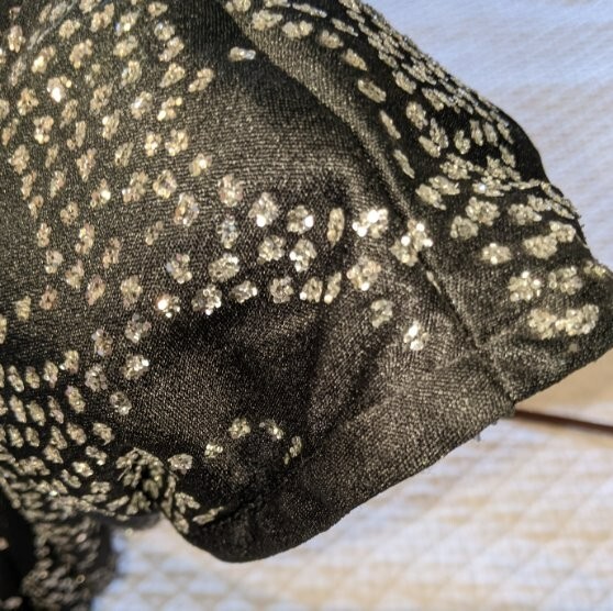 Vtg 1980s Black Sparkle Evening Cocktail Dress Size 8 Shoulder Pads