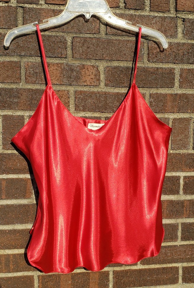 Lot of Three Vintage Satin Camisole Slip Tops Size Large Red White Black NEW