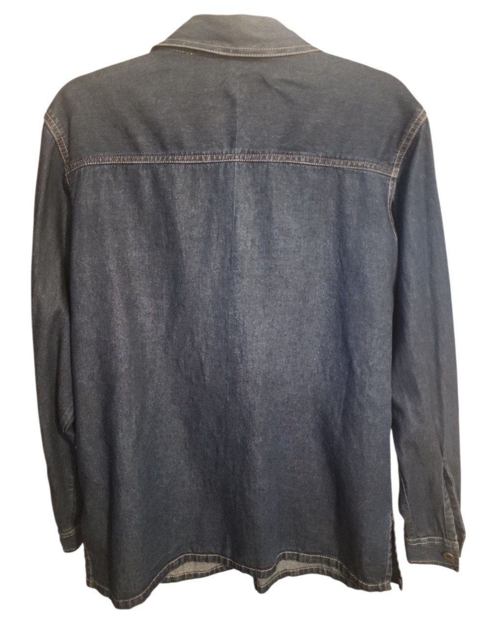 VTG Denim Women Sz Med Embroidery Boho Button up Long Sleeve Shirt Cottagecore