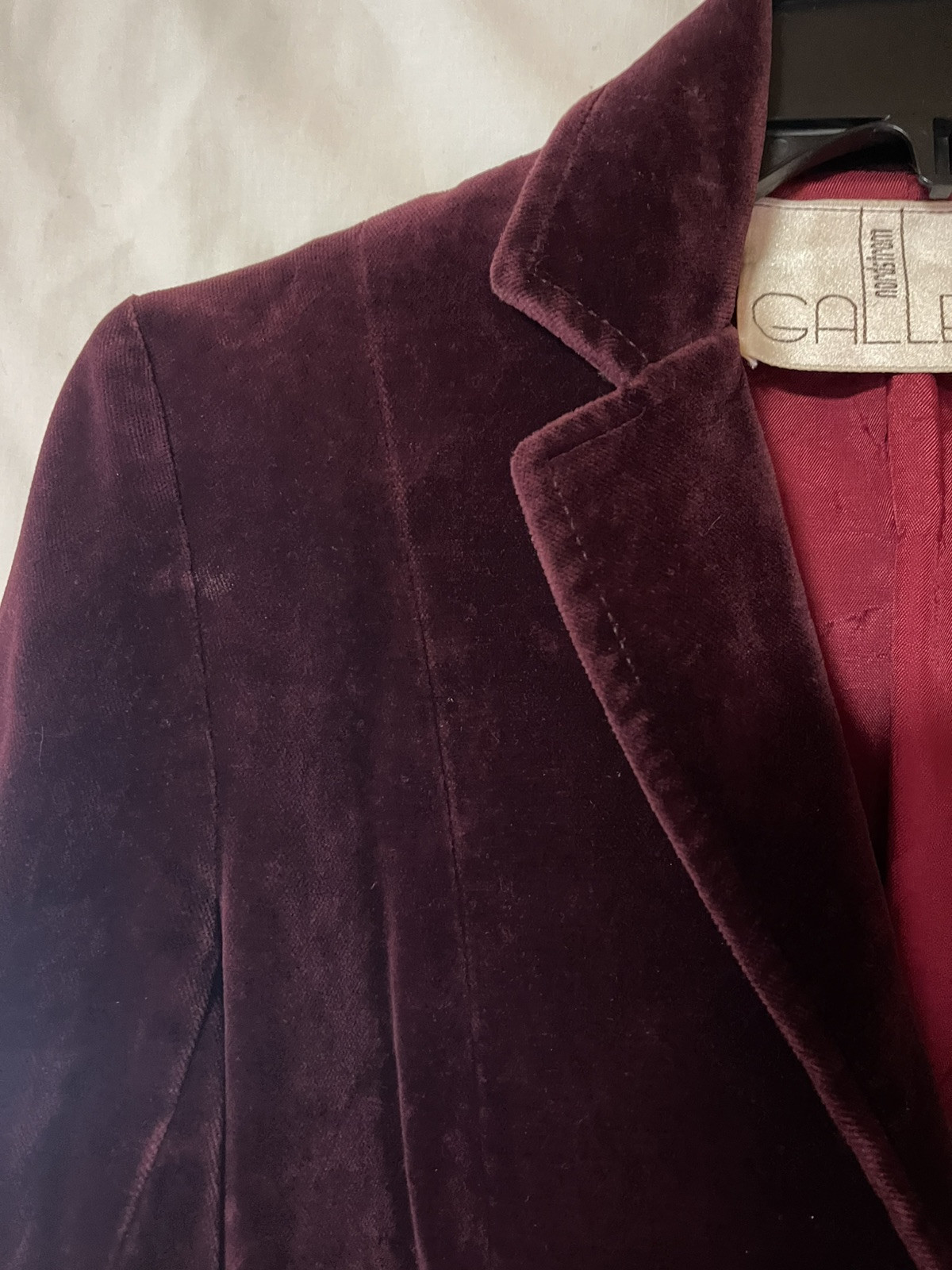 VINTAGE 70’S NORDSTROM GALLERY, DARK PLUM, VELVET 2 BUTTON BLAZER, M, 36″ BUST