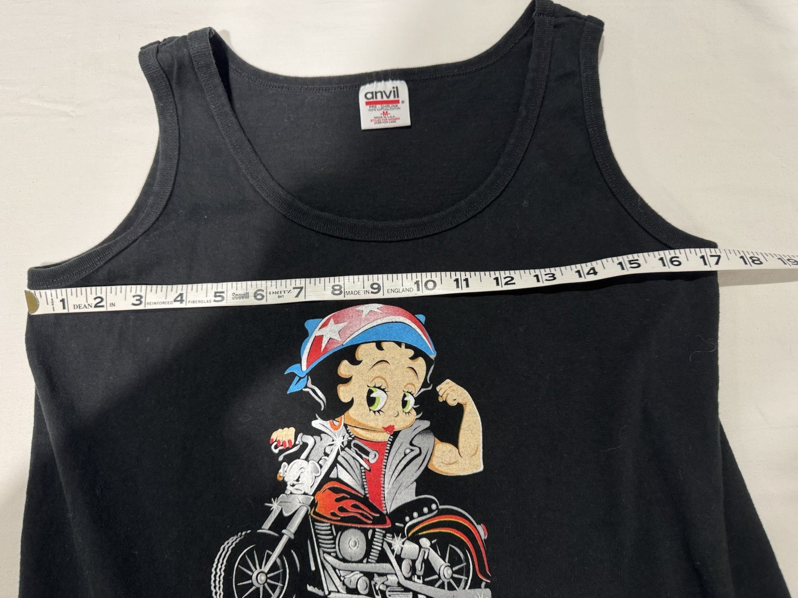 Vtg 90s Betty Boop Motorcycle Sleeveless Tank Top Shirt Sz M Chopper Graphic Tee