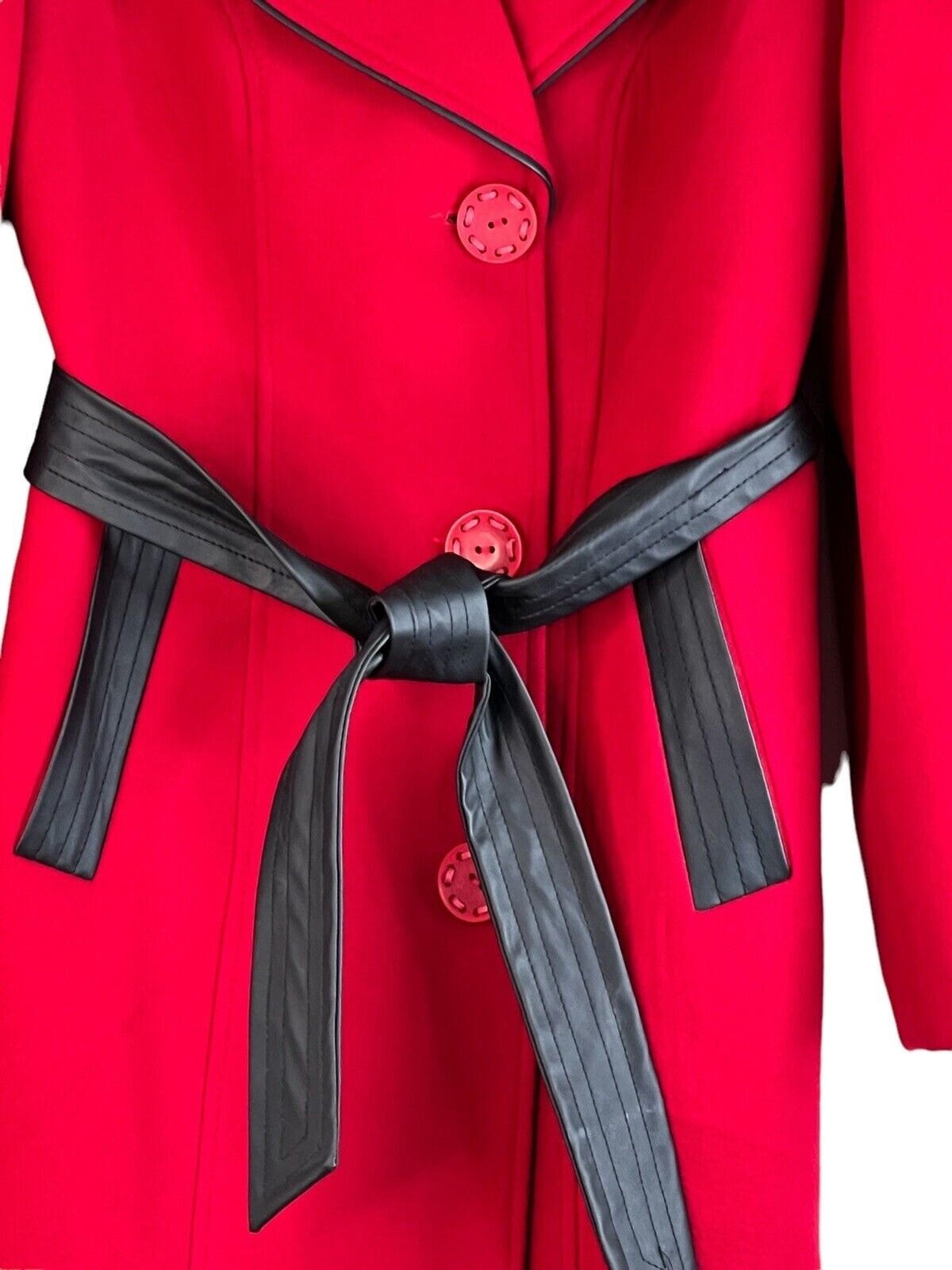 Vintage 1970s Mnafikh Red Wool Dress Coat Jacket Women’s Size S Check Measure