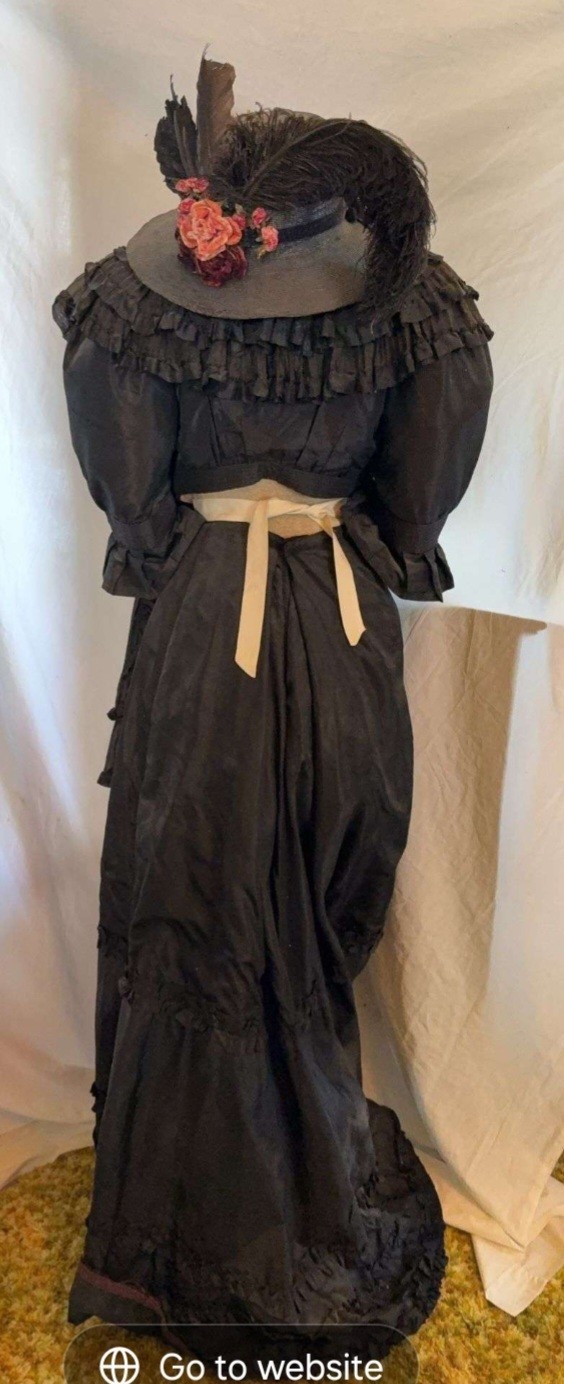 Antique Edwardian Victorian Ruffle Long Womens Skirt