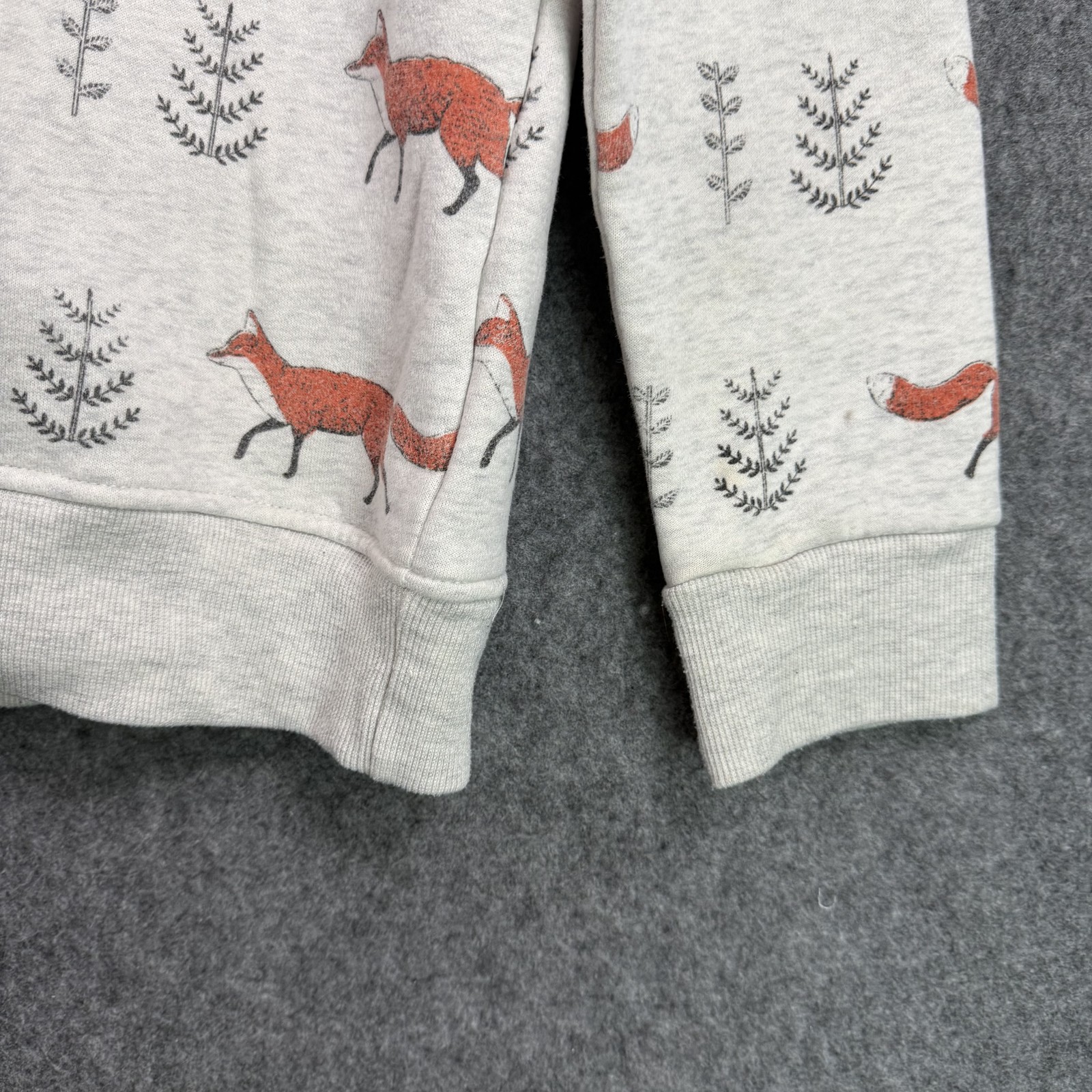 L.A. SOUL Women’s Gray Fox Woodland Print Raglan Sweatshirt Pullover Top Size L