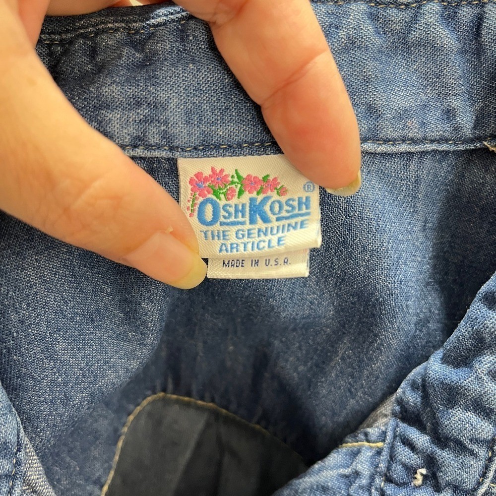 Vintage 90s OshKosh Denim Shirt Womens 14 Made In USA Western Cottagecore Chore