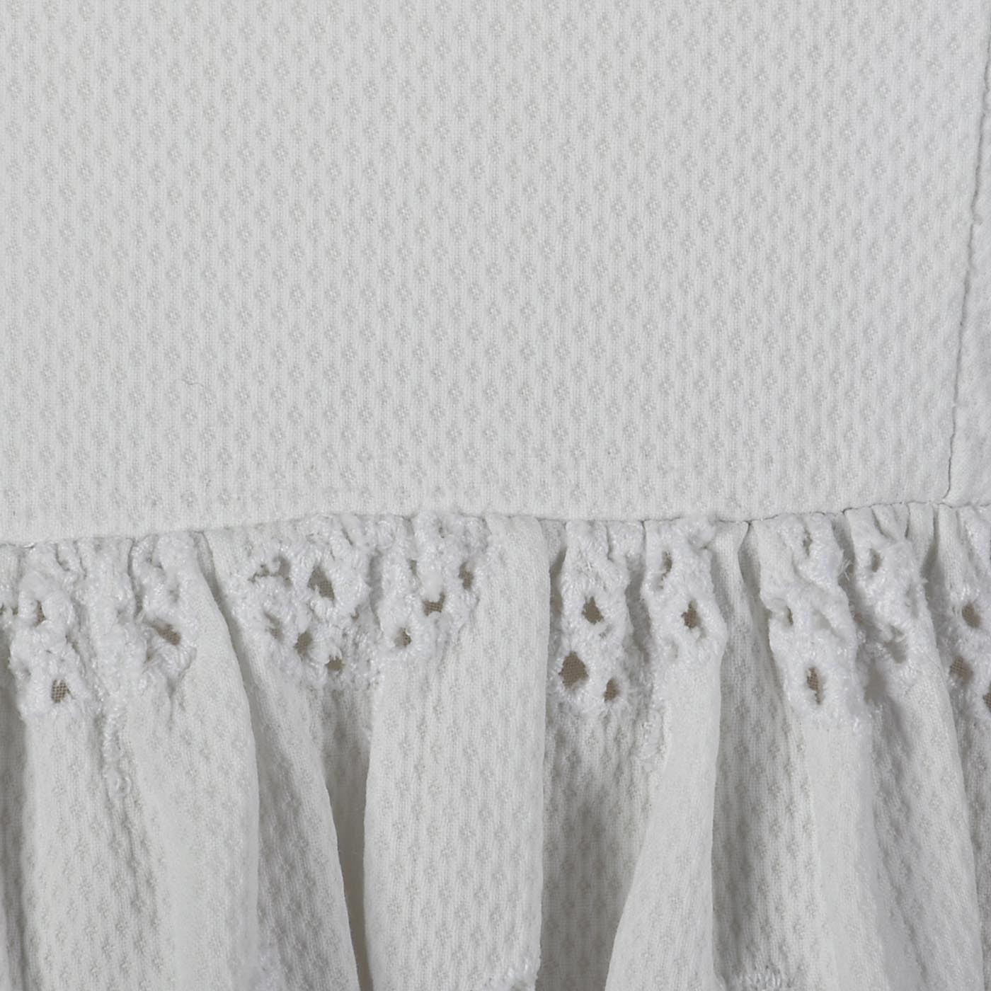 XXS 1950s White Eyelet Dress Cotton Spaghetti Strap Knee Length Scallop Hem