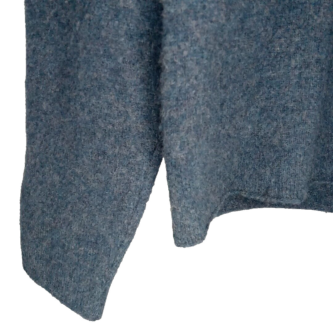 Vintage J Crew Sweater 100% Lambs Wool Womens Sz M Blue V-Neck Pullover Warm