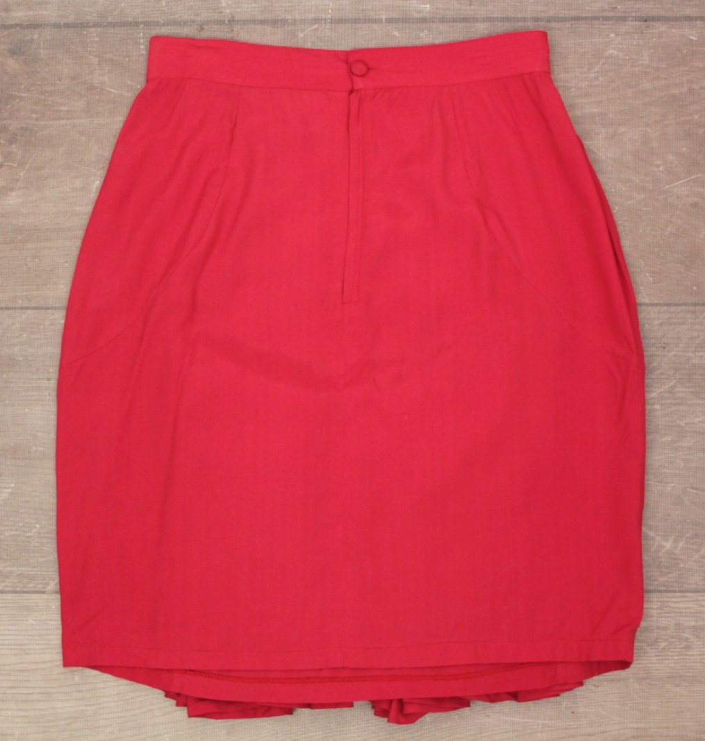 VTG Womens 90s 2 Pc Coral Red Embroidered Rayon Top & Skirt Dress Set XS/S 1990s