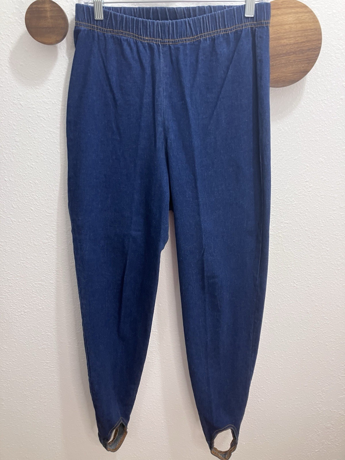 Vintage 1980s Stampede Blue Denim Stirrup Jeggings Womens Size 18W Made In USA