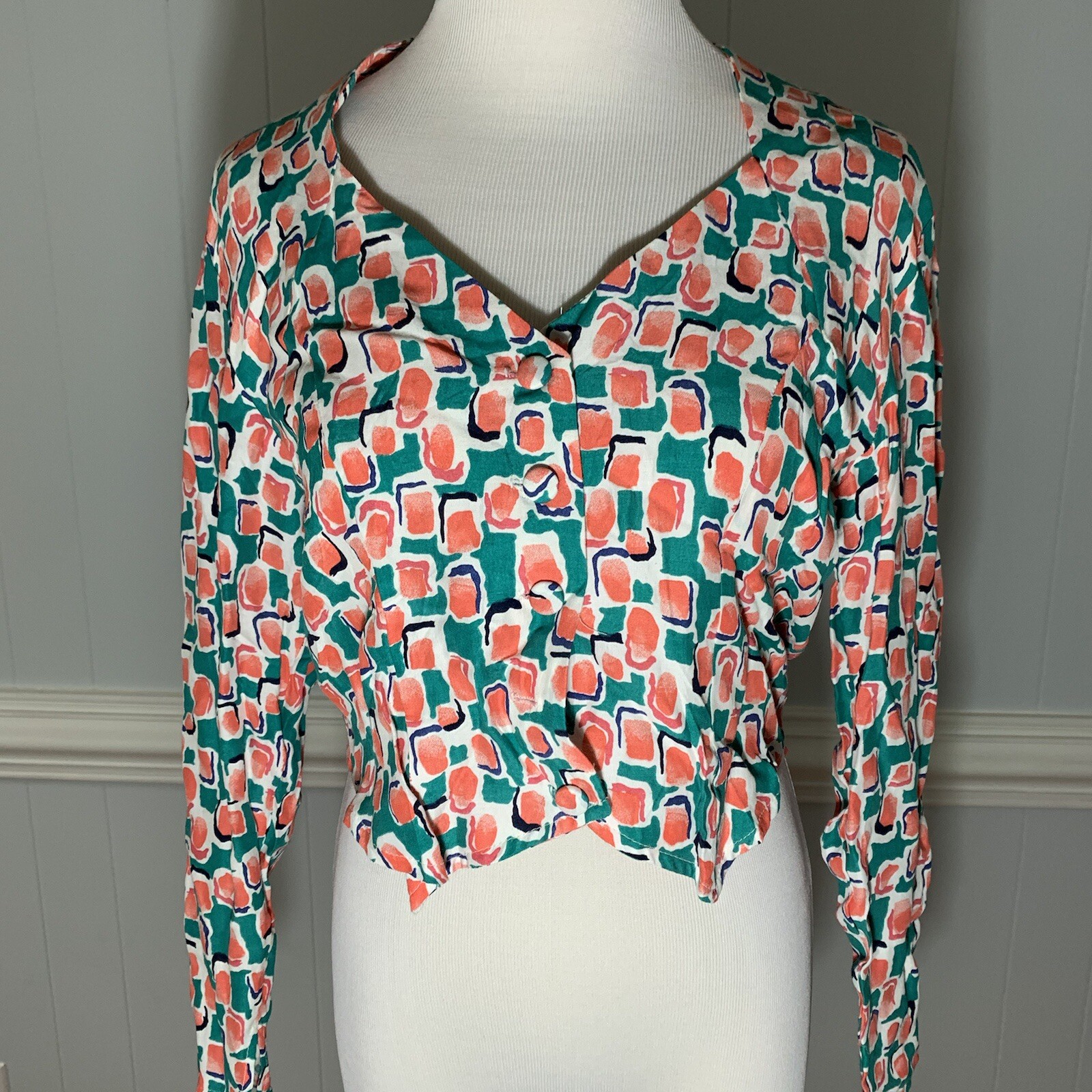 Vintage 90s Button Down Crop Top (please read description for flaws)