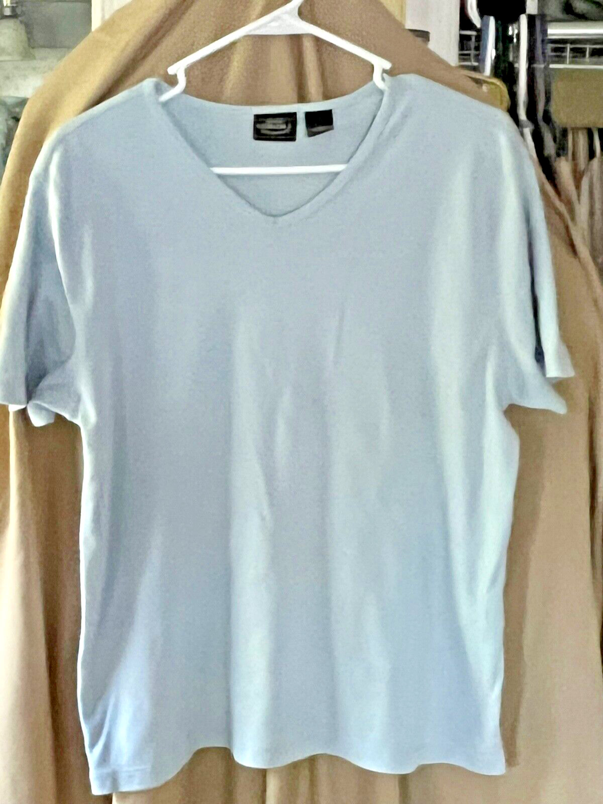 D05–Sonoma VINTAGE womens lt blue vneck top SZ XL