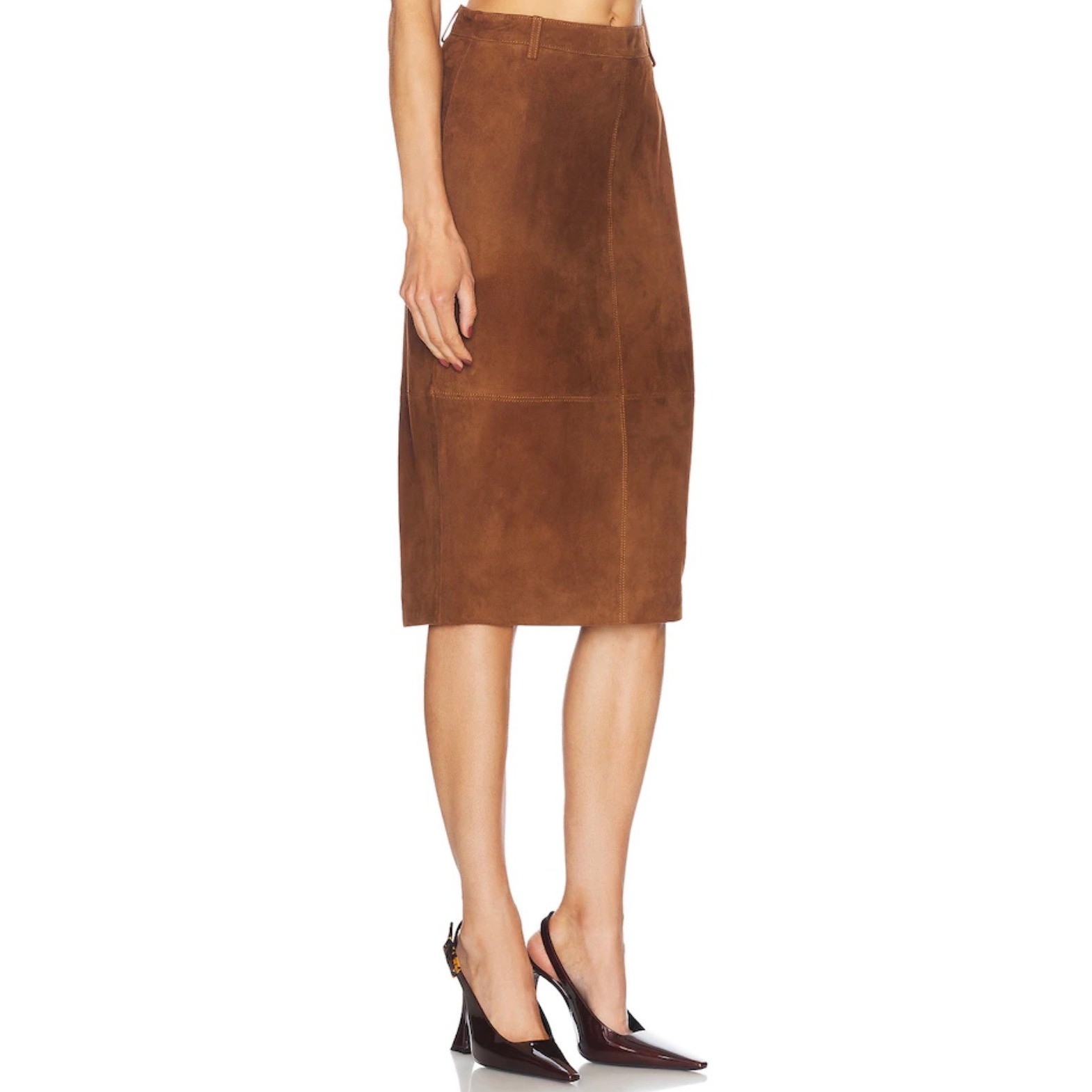 Retrofete Marcella Suede Leather Skirt in Cinnamon Size Medium $528