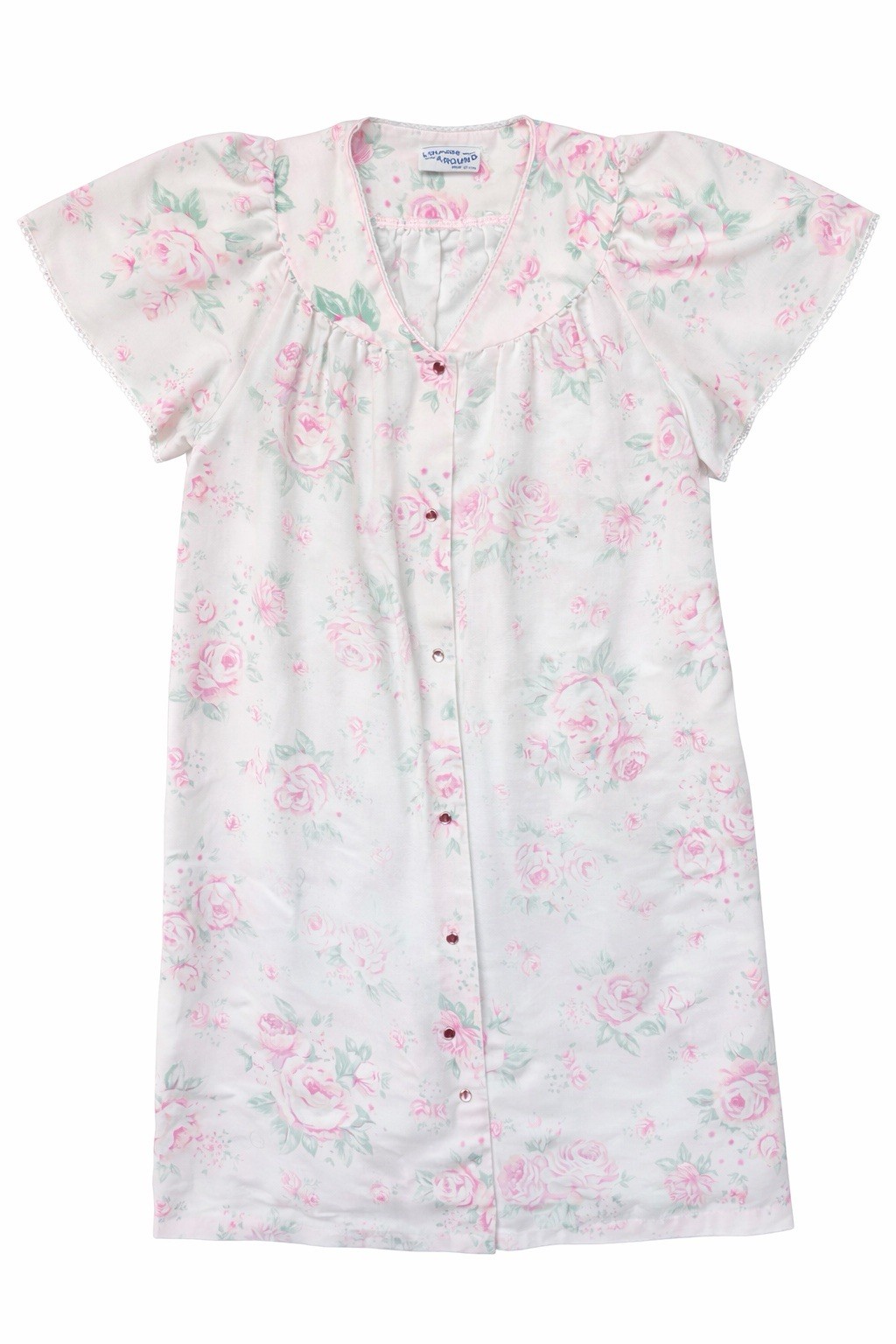 Vintage Lounge Around Floral House Coat Pink Women’s Large Cottagecore USA