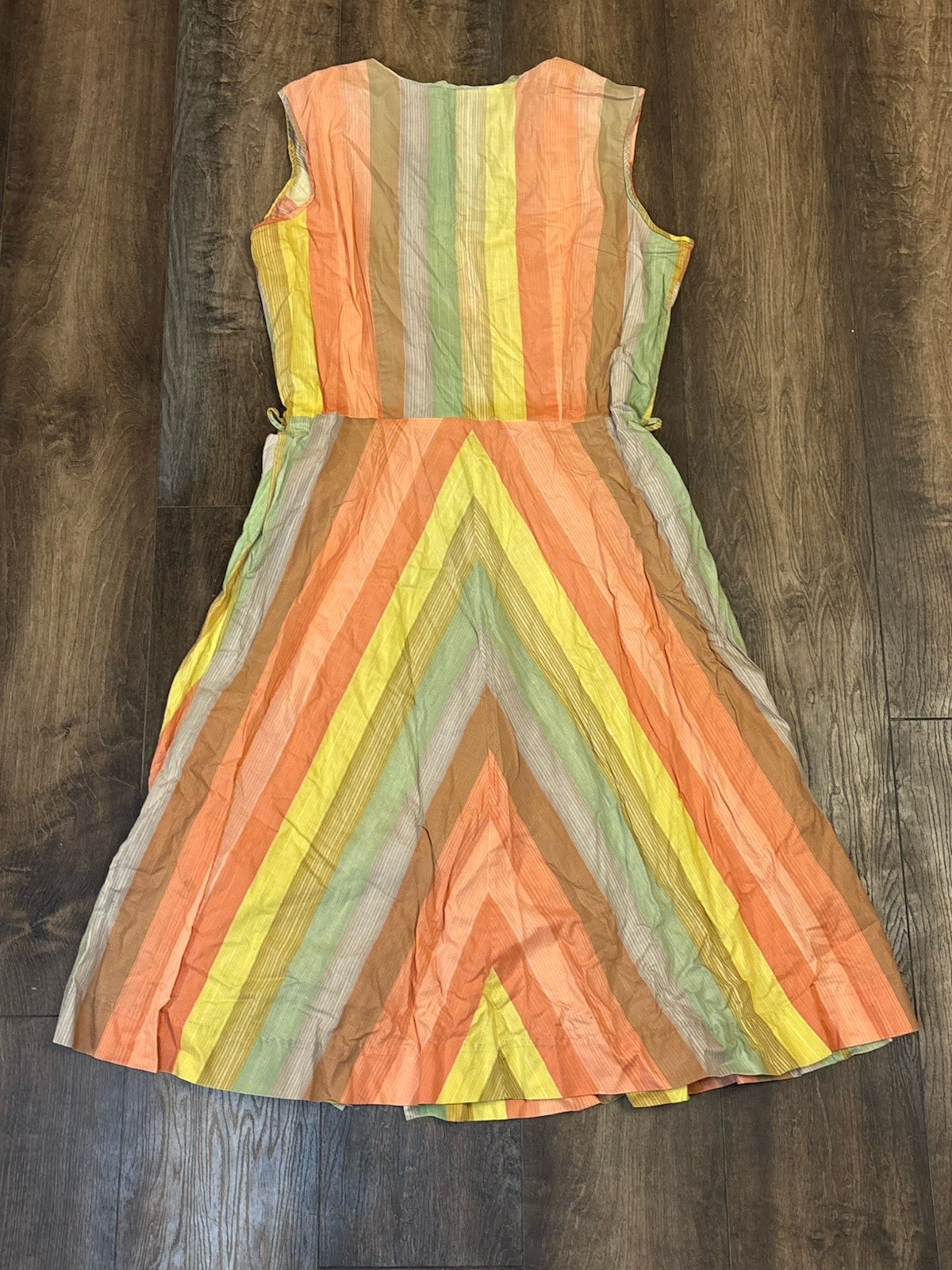 Vtg Penney’s Brentwood Striped Day Dress Women’s Medium Button Sleeveless 60s