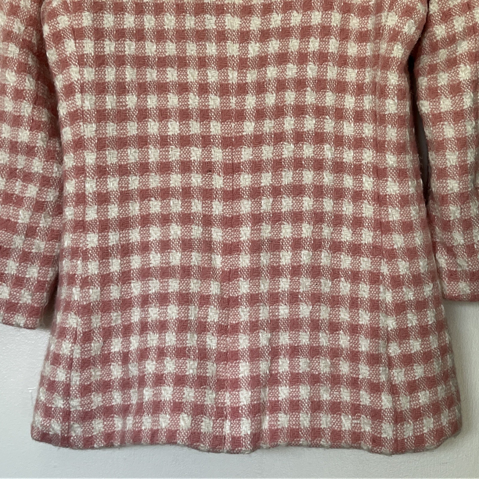 Pink Herrera Blazer Academia Houndstooth Pockets Distressed
