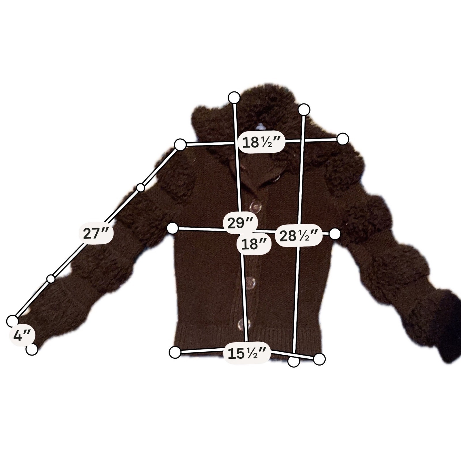 VTG Rochelle California Brown Knit Fringe Cardigan Sweater Penny Wise Clowncore