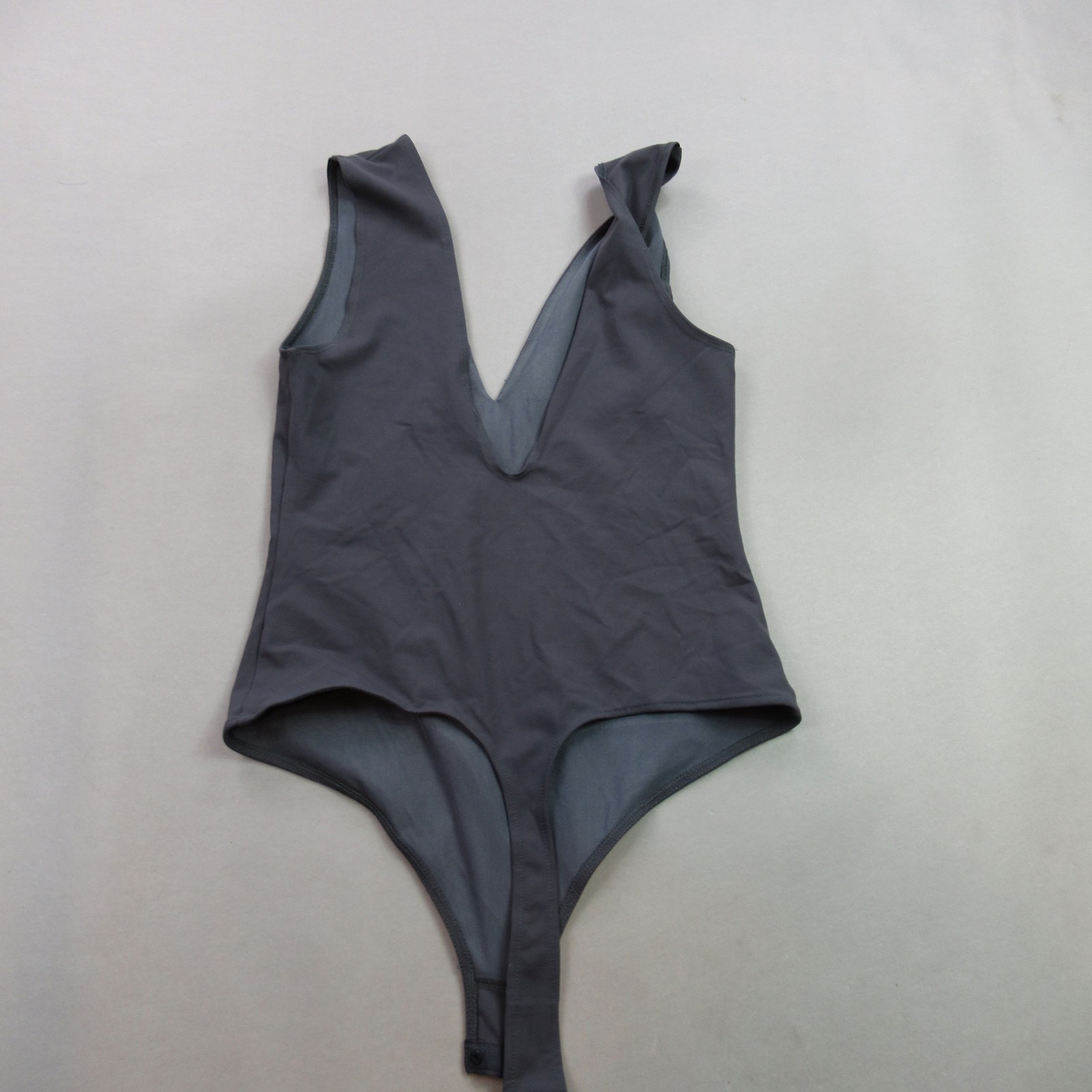 Free People Intimately Women’s Deep V Bodysuit Gray Ribbed Sleeveless Size S