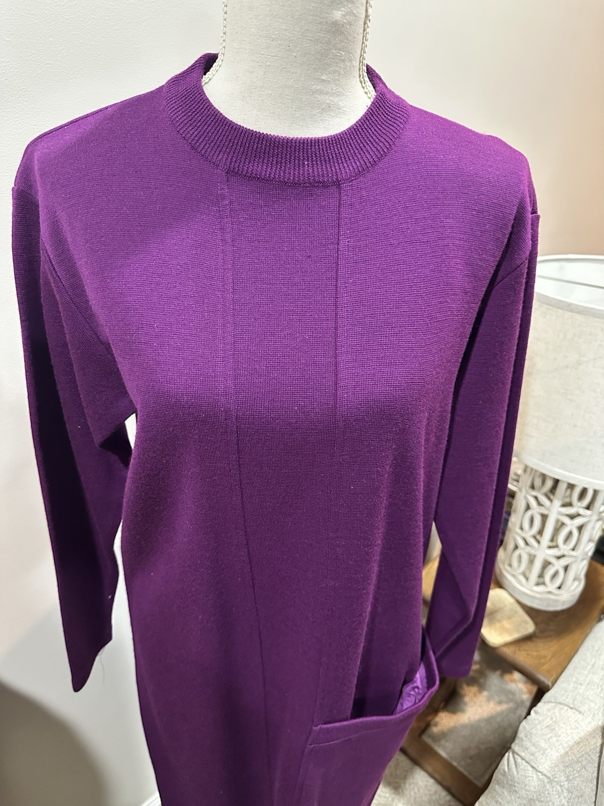 VTG Harve Bernard Dress By Bernard Holtzman. Wine Color W Large Pocket. Med.