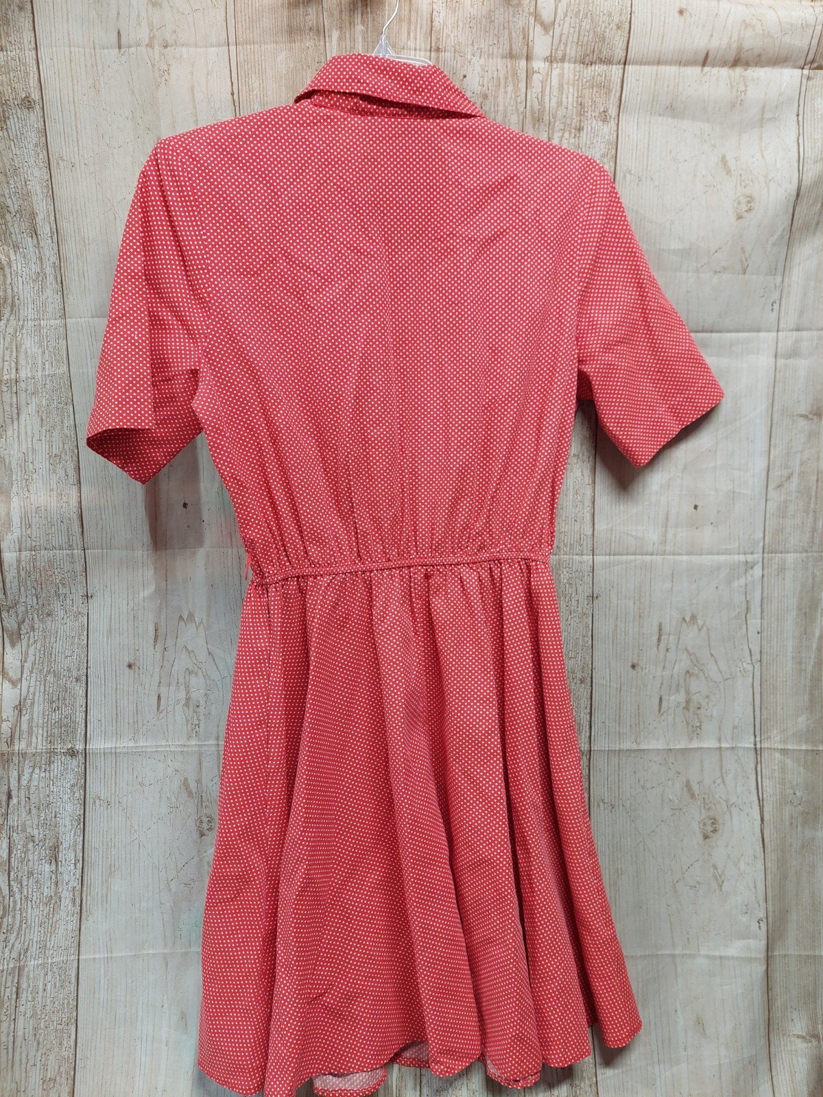The American Shirt Dress Vtg 80s Size 16 Red Polka Dots Full Skirt Shoulder Pads
