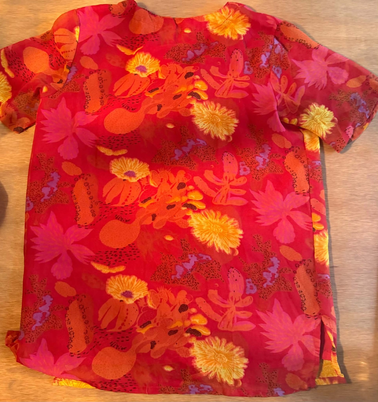 Vtg Speed Limit MPH Button Up Shirt Floral Red & Yellow Size Large 80s/90s