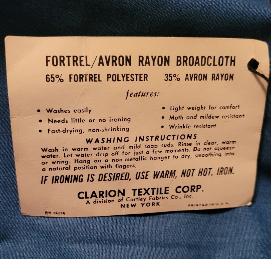 Vintage Ladies Garment Workers Union Made Dress Cortley Clarion Textile Corp