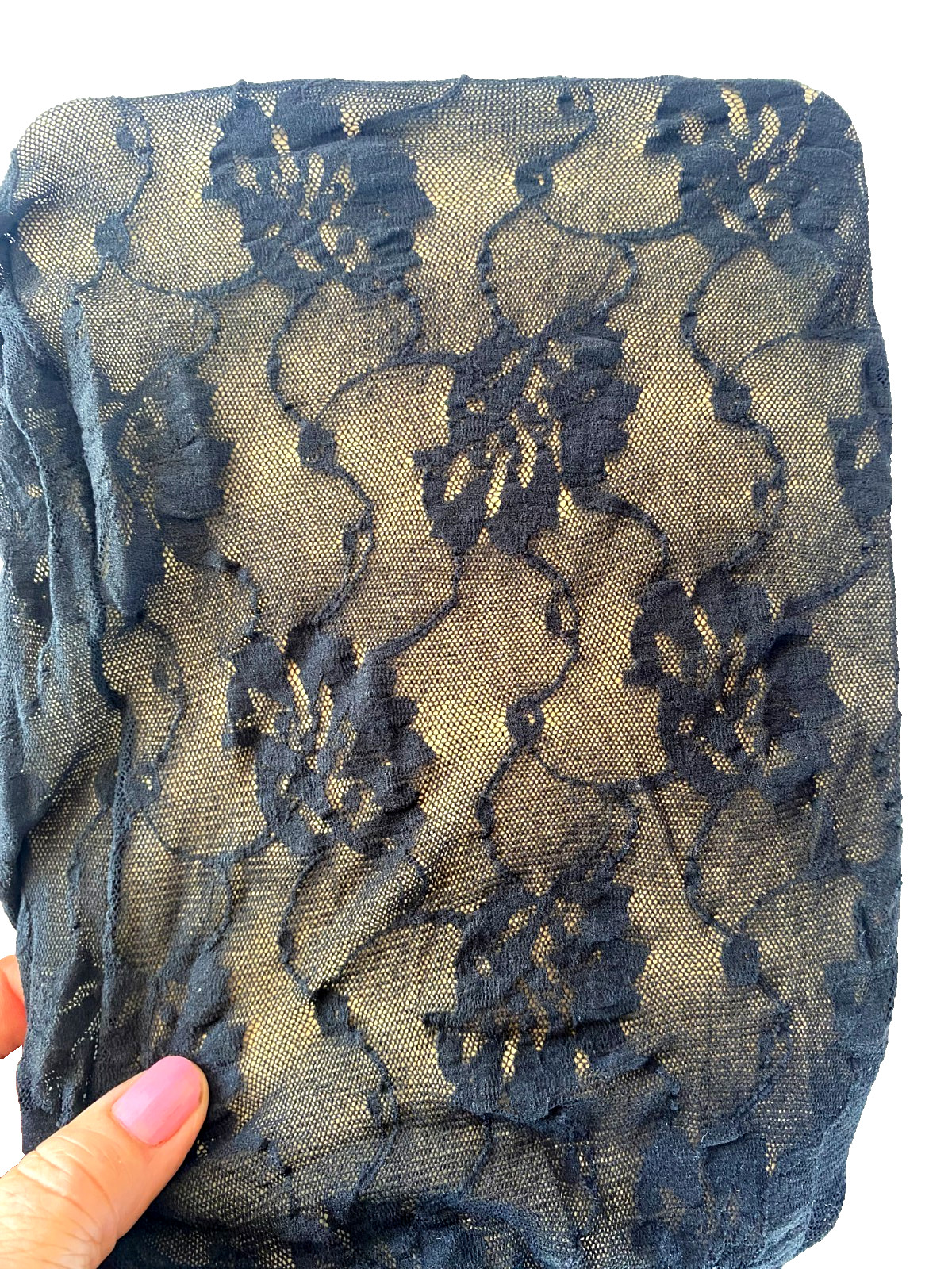 Vintage Black Sheer Rose Textured Nylon Body Stocking Spaghetti Straps Large NOS