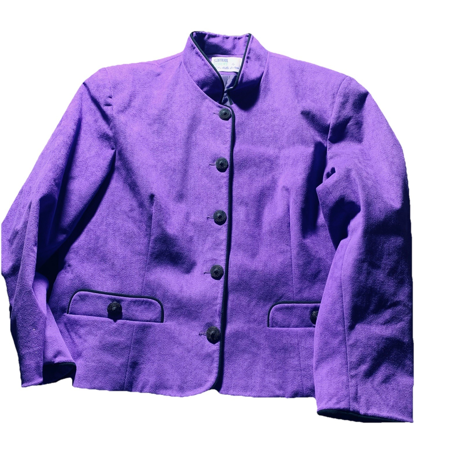 Samuel Robert Ultra Suede Coat 26 XL Peter Hatsi Androu Purple Office Jacket