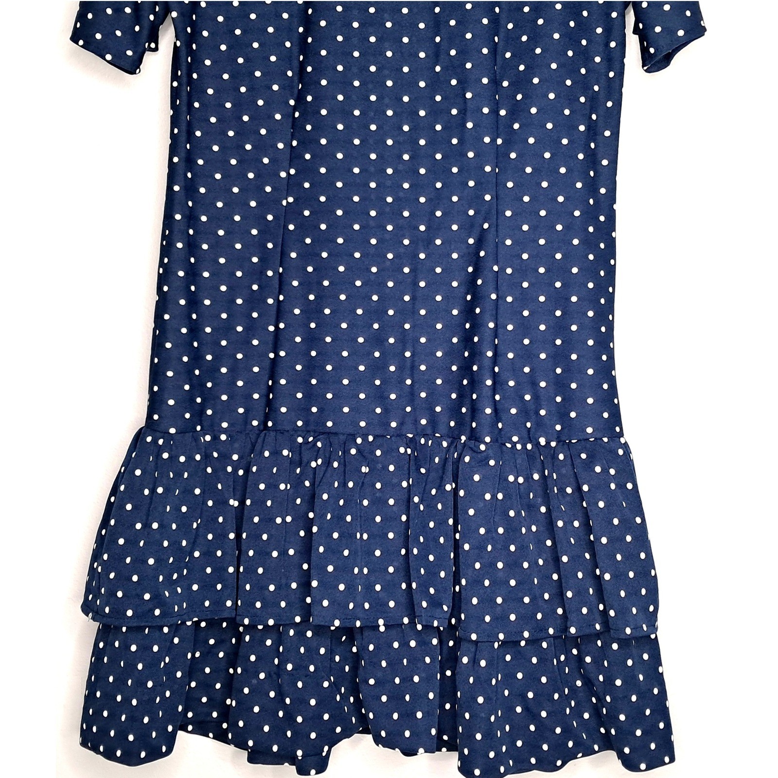 Vintage Polka Dot Mini Dress Womens Size 10 Navy Blue Ruffle Tabby of California