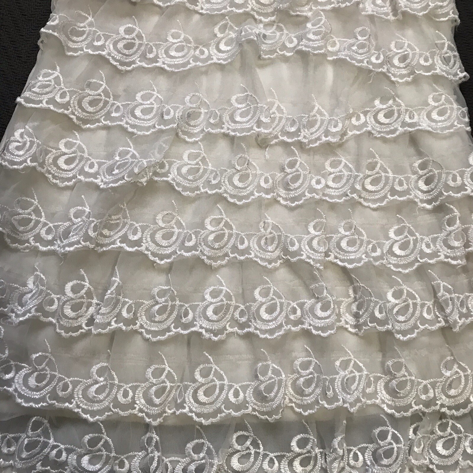 VTG Korean Mini Dress or Blouse White Embroidered Lace Princess Style Size XS S