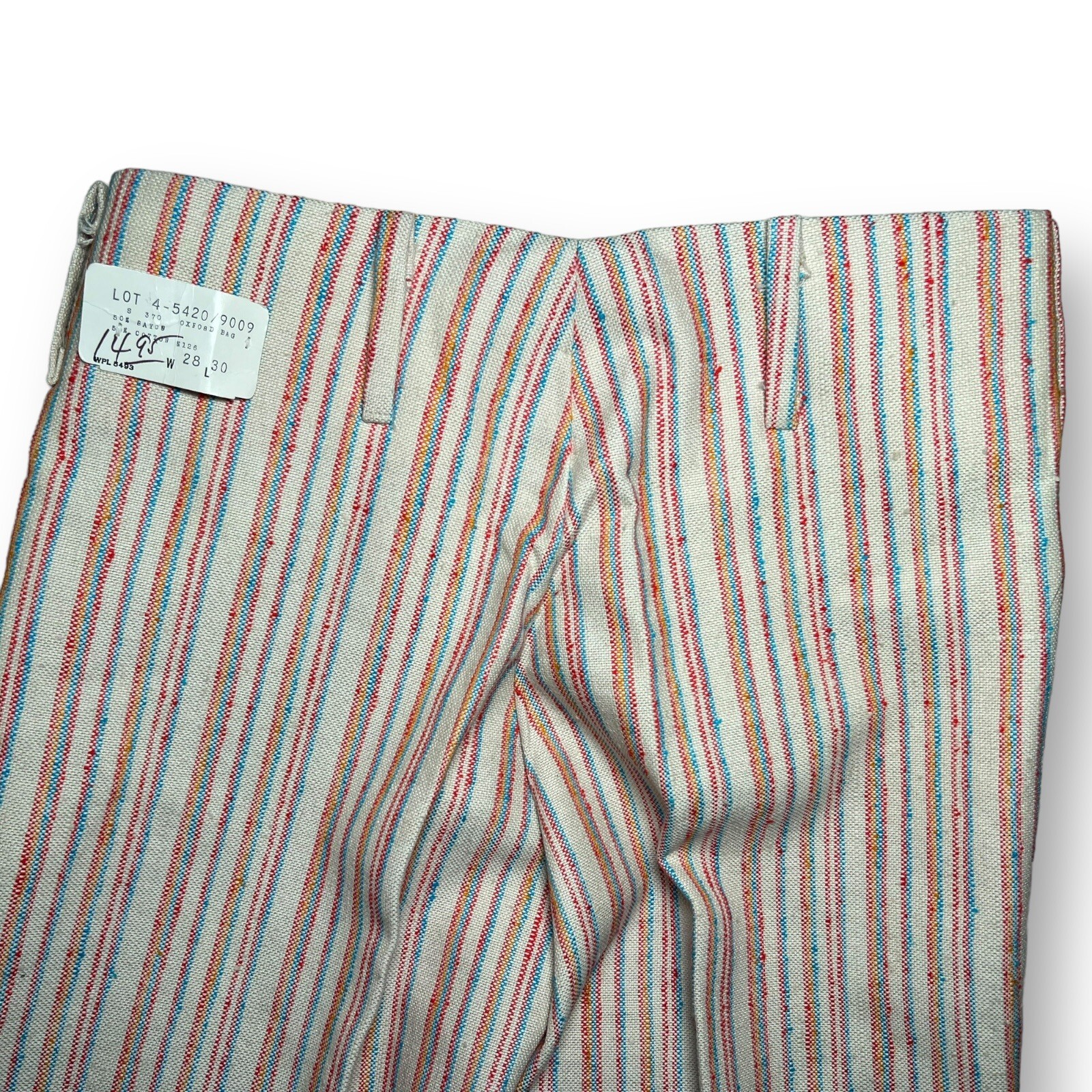 Deadstock Vtg 1970s UFO Vertical Stripe Bell Bottoms Flares Nappy Pants 28×30