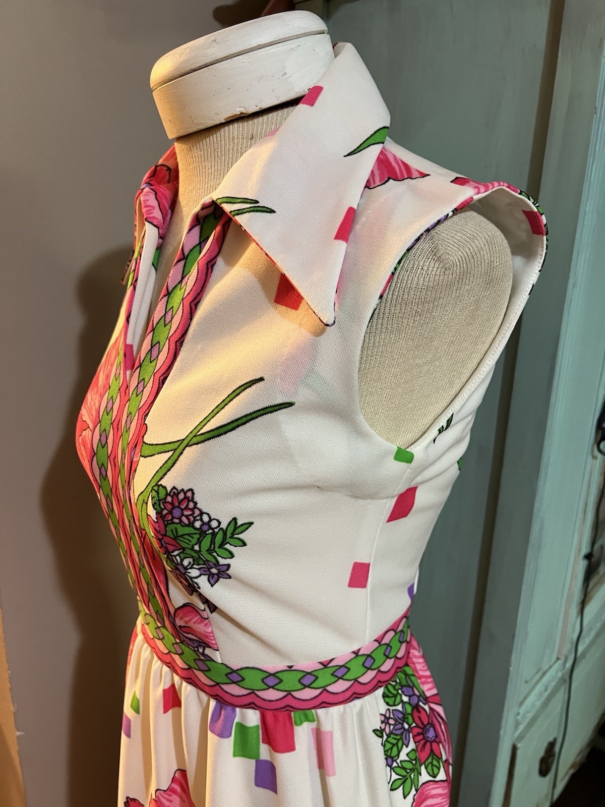 VTG 70s 100 Parkhouse Dallas Hostess Mod Long Hippie Dress 10 Runs Small 6