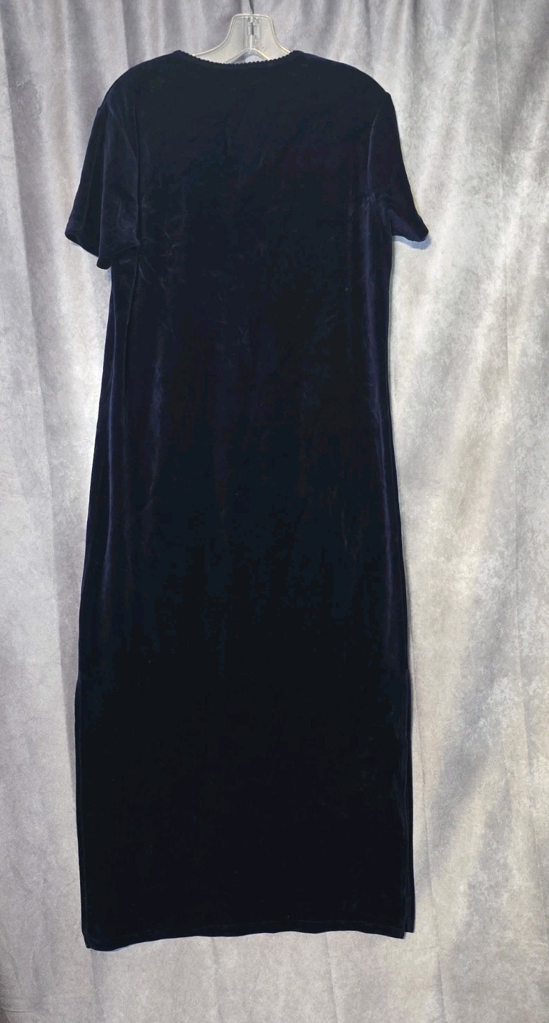 1990’s VICTORIA’S SECRET COUNTRY COLLECTION Velour V-Neck Nightgown Blue Large