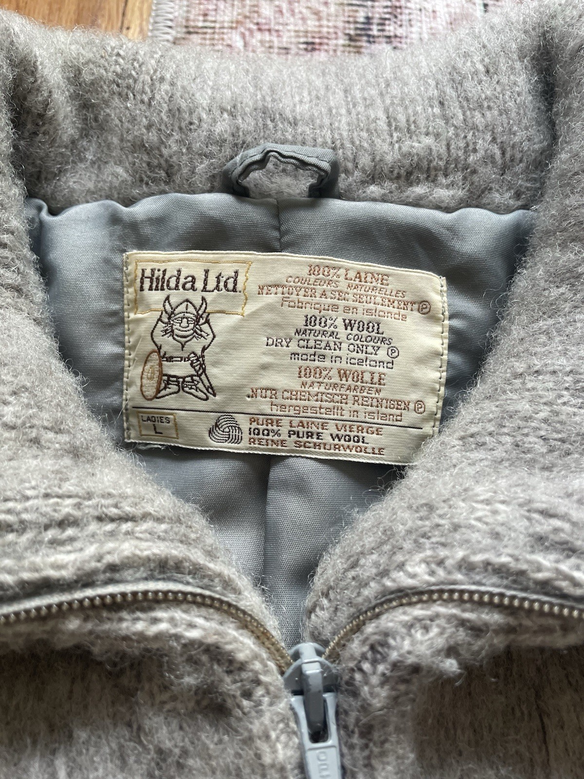 Vintage 60s Hilda Ltd. Icelandic 100% Wool Zip Up Sweater Coat Women’s Size L