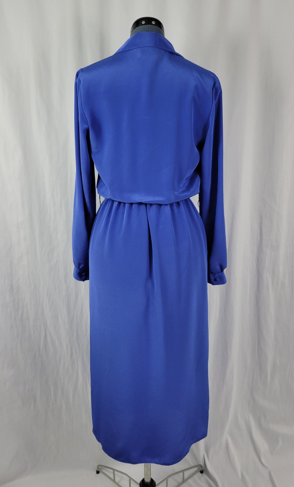 Vintage Caron Blue Wrap Bodice Collared Dress Size Small?