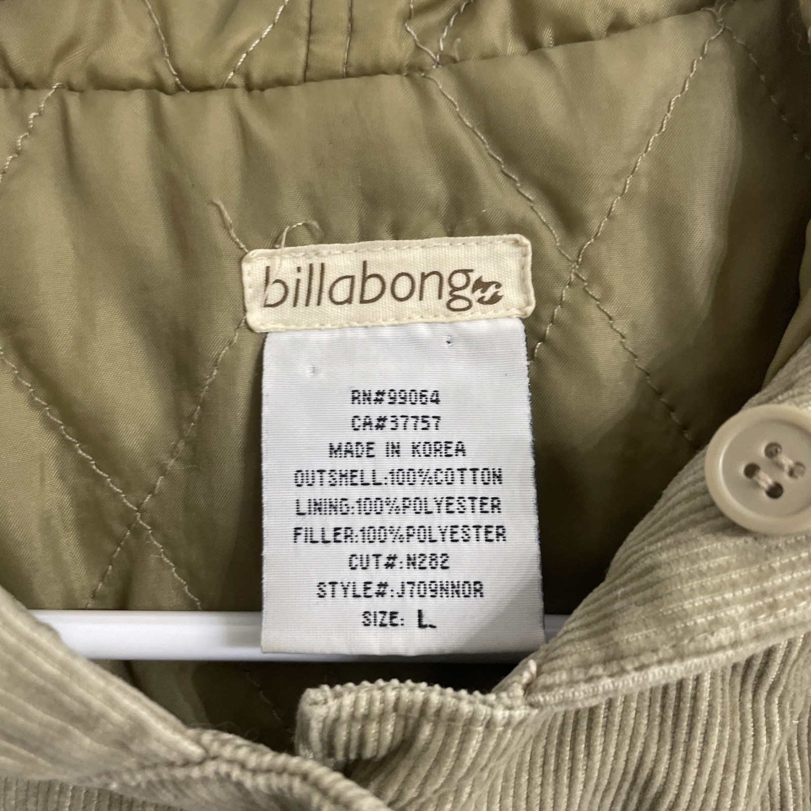 Vintage 80s 90s Billabong Tan Corduroy Button Up Jacket Women’s Size Large