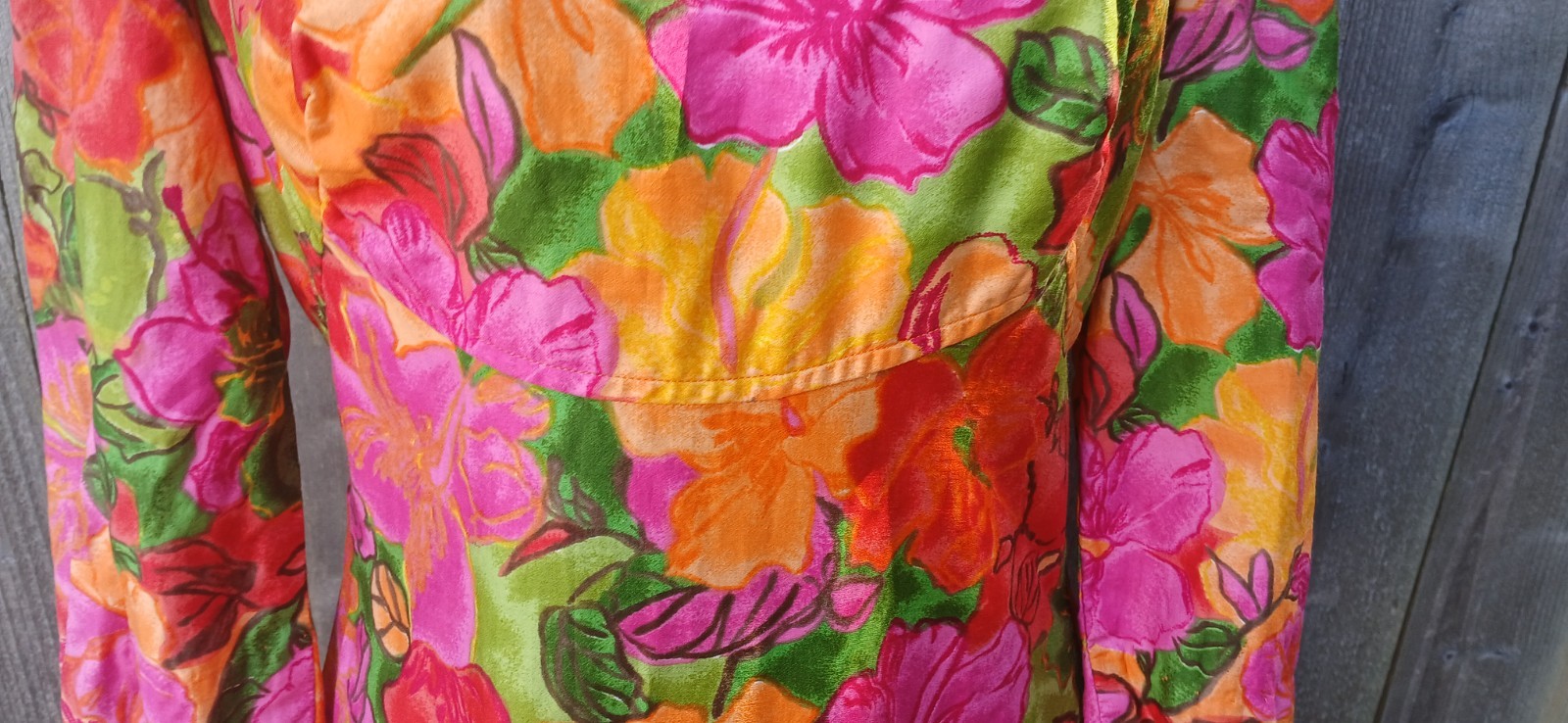 Vintage Hawaiian Tiki Maxi Dress Empire waist