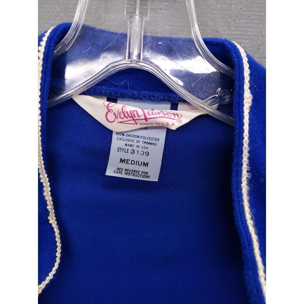 Evelyn Pearson Robe House Coat M Blue Vintage Zip Front Embroidered Maxi Lounger