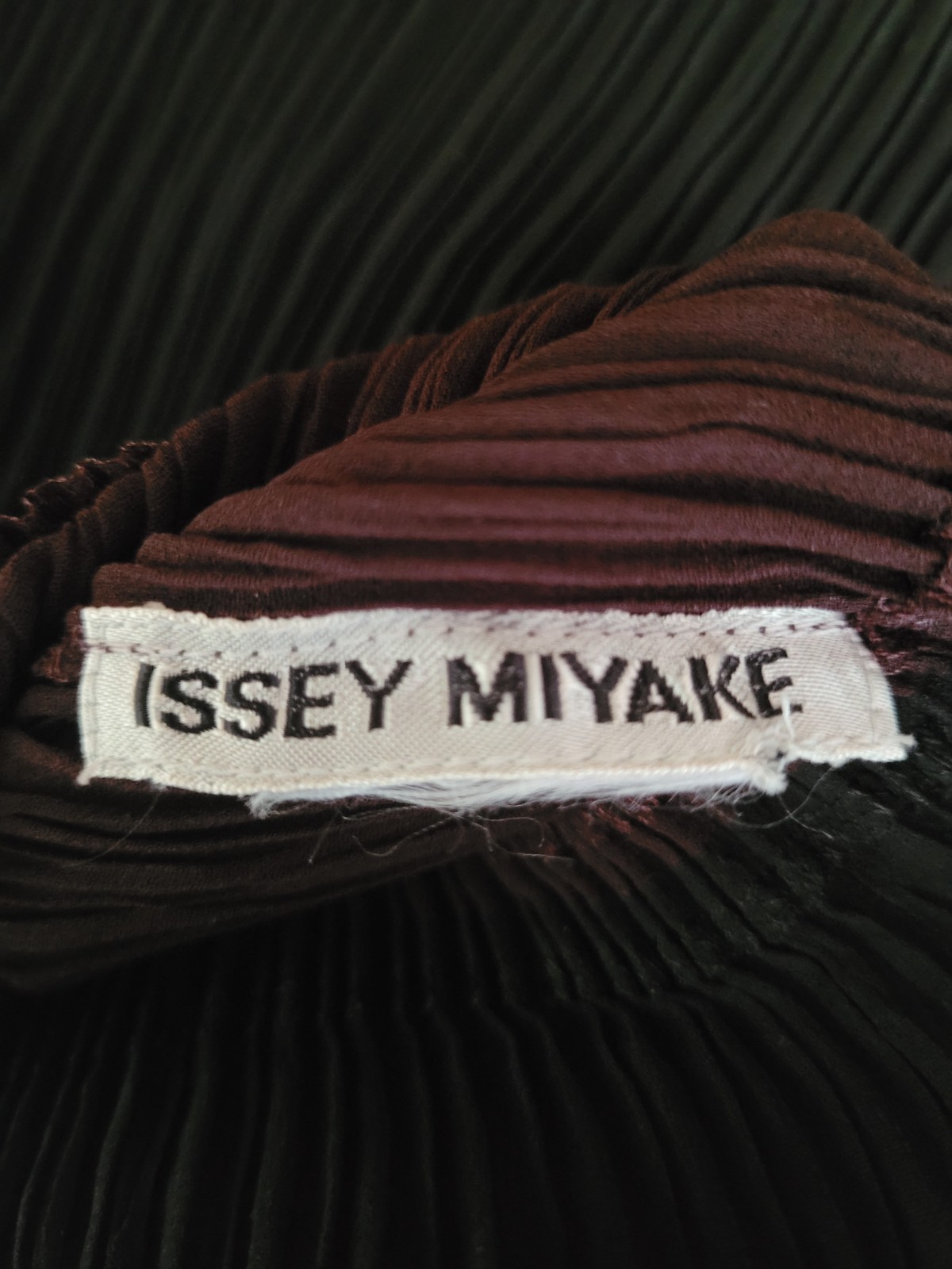 RARE Issey Miyake Pleated Dolman Sleeve Color Block Blouse Top Rust Brown Black