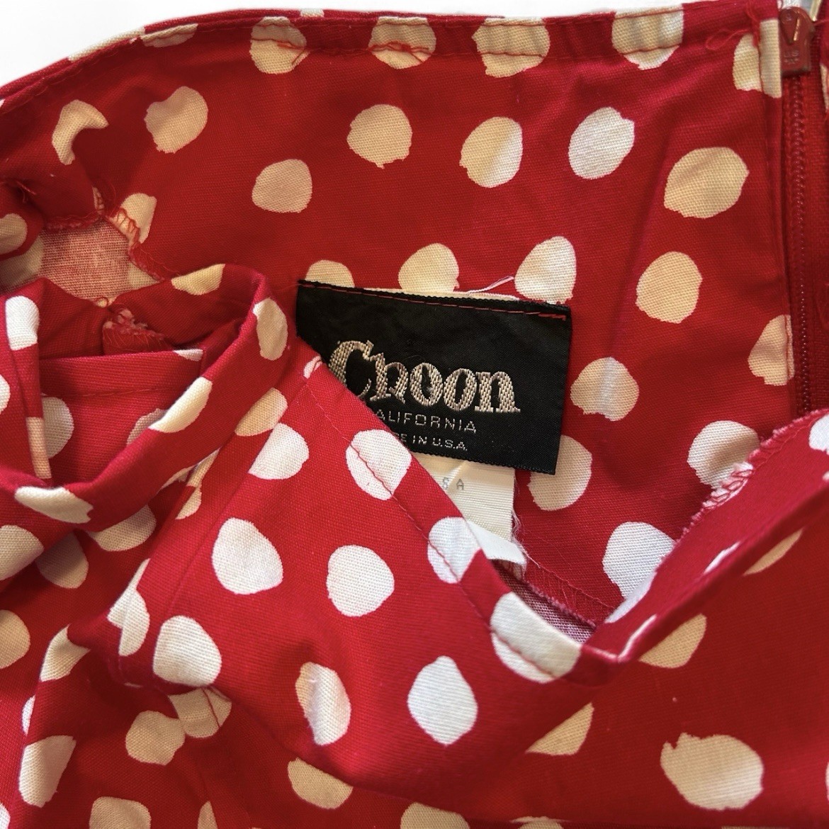 Choon California Vintage Red Cotton Polka Dot Dress Size 6 Pre-Owned