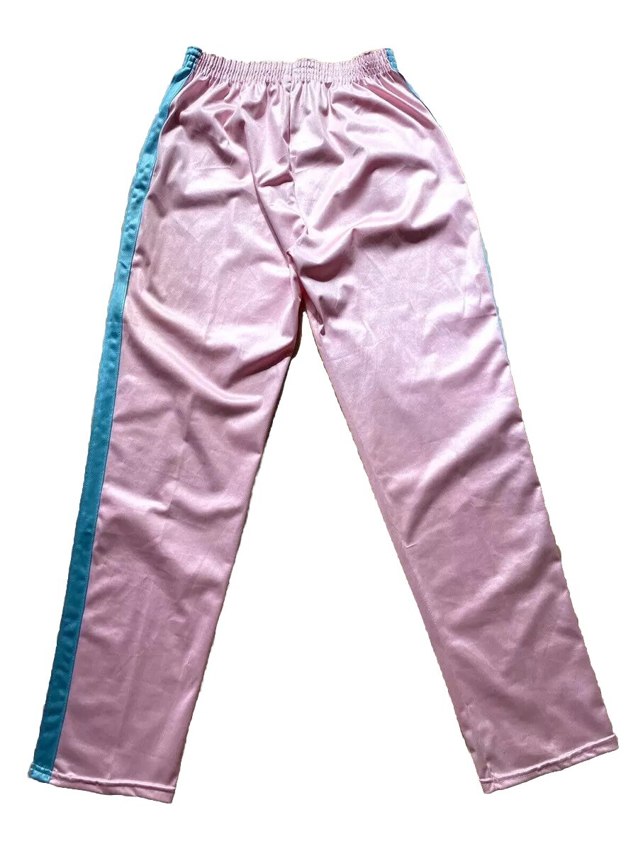 Vintage Funky Sweatpants Womens Sz 48/L Neon Pink Track Pant Shiny Shiny 90s