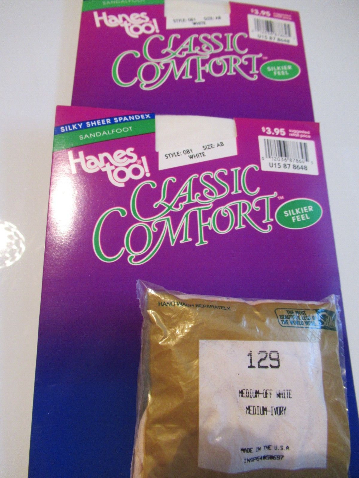 Vtg WHITE Pantyhose Lot of 3 Hanes Average SEALED MINT GREAT PRICE WOW!