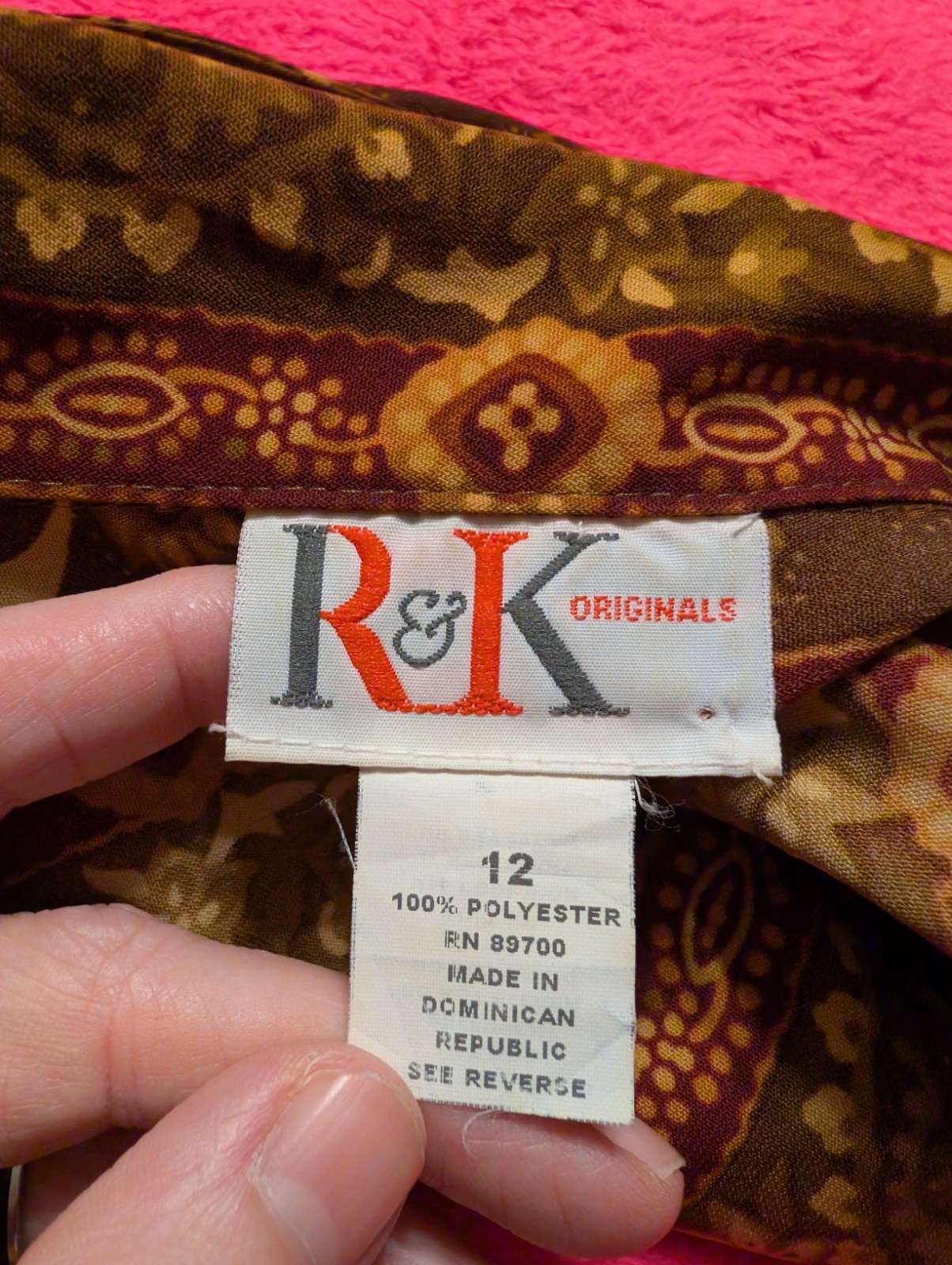 Vintage 90s R&K Originals Paisley Floral Dress 12 Brown Gold Whimsigoth Shift