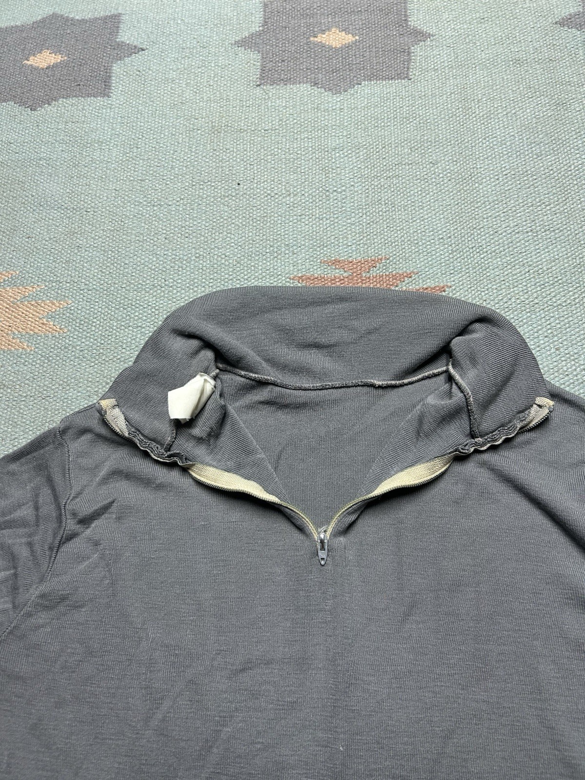 Vintage 70s long sleeve shirt high neck 1/4 zip turtleneck polyester? worn large